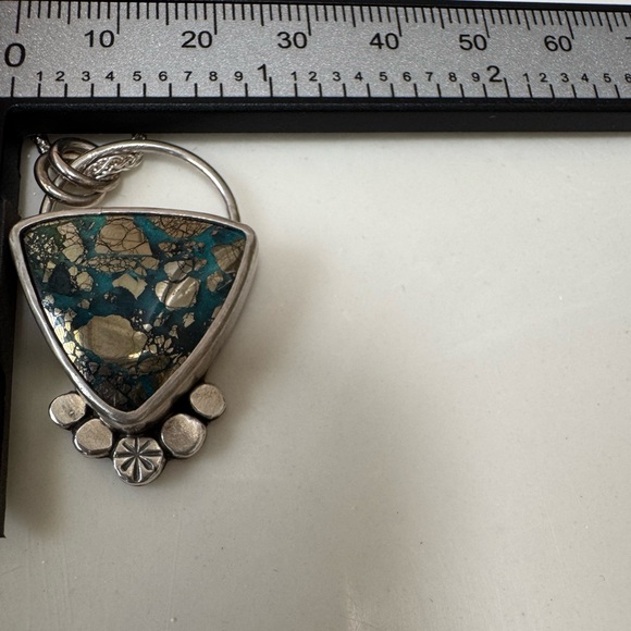 Silver Muse Nacozari Turquoise Trillion Pendant with Star - Picture 7 of 11